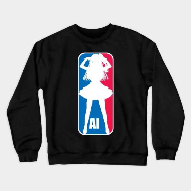 Ai Hoshino Silhouette Main Character from Oshi no Ko or My Star Idol's Child Anime x Popular Basketball Logo Crewneck Sweatshirt by Animangapoi